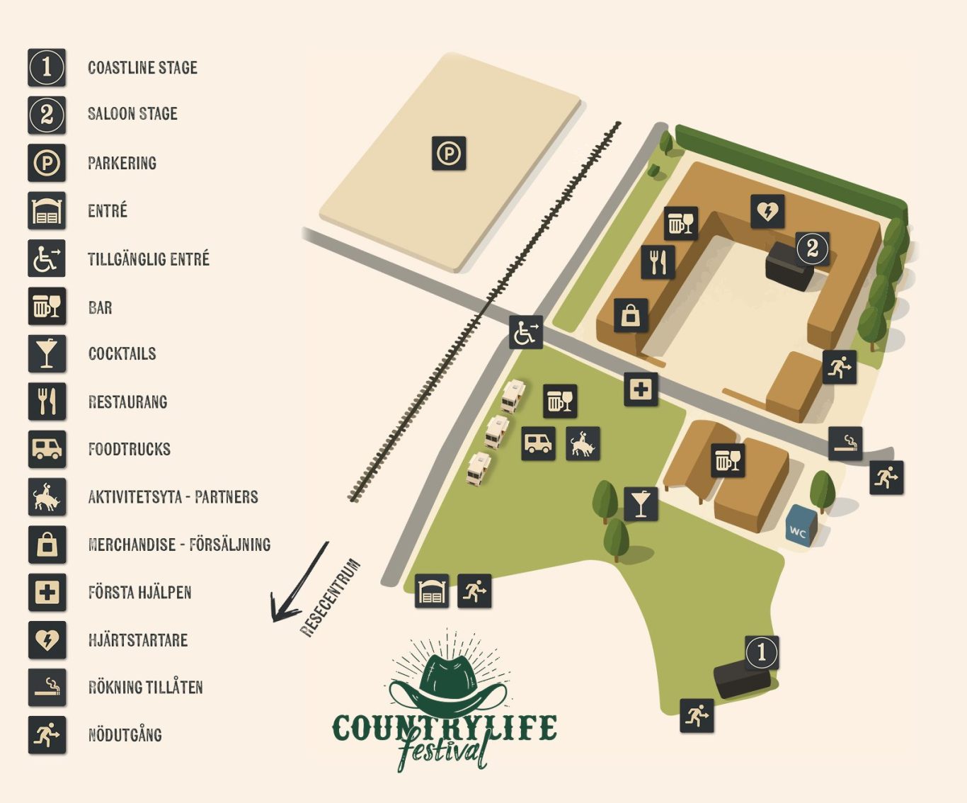 Countrylife Festival Karta Illustration över festivalområdet
